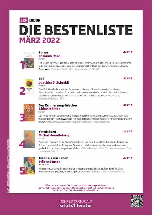 SRF Bestenliste Literatur 2022