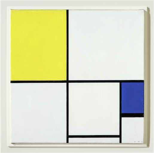 Bild: Piet Mondrian, Komposition mit Gelb und Blau, 1932, Öl auf Leinwand, 55,5 x 55,5 cm, Fondation Beyeler, Riehen/Basel, Sammlung Beyeler; erworben mit einem Beitrag von Hartmann P. und Cécile Koechlin-Tanner, Riehen © Mondrian/Holtzman Trust - Foto: Robert Bayer, Basel