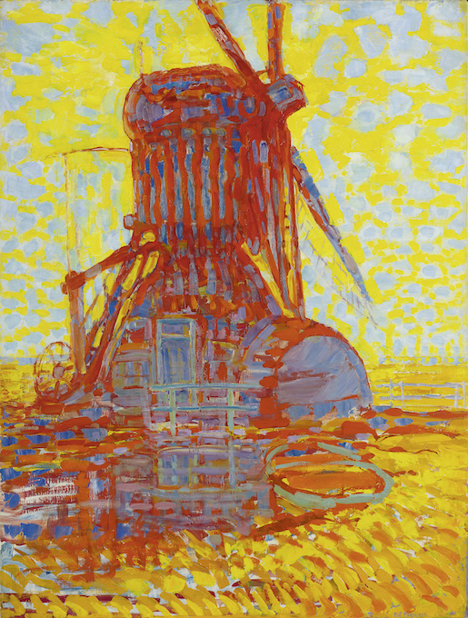 Piet Mondrian, Mill in Sunlight, 1908  Oil on canvas, 114.8 x 87 cm Kunstmuseum Den Haag, The Hague, The Netherlands, bequest Salomon B. Slijper; This painting has been restored with financial support from American Express © 2022 Mondrian/Holtzman Trust Photo: Kunstmuseum Den Haag