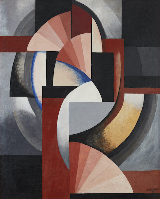 Image: Gustave Buchet, Composition. Dynamisme, 1927, Huile sur toile, 160 × 130 cm, Collection privée, Genève © 2022 Gustave Buchet. Familles Bron Bersier Biber - Photo: Étienne Malapert