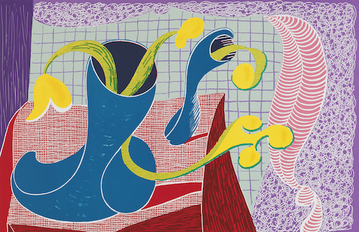 David Hockney, Four Flowers in Still Life, 1990 Lithografie auf Papier, 53.2 x 81.8 cm Tate: Schenkung des Künstlers 1993, © David Hockney / Tyler Graphics Ltd., Foto: Richard Schmidt