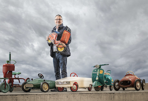 Erwin Lässer, Tretautosammler, 2022, Foto: Museum für Gestaltung Zürich, ZHdK, Umberto Ro- mito und Ivan Šuta