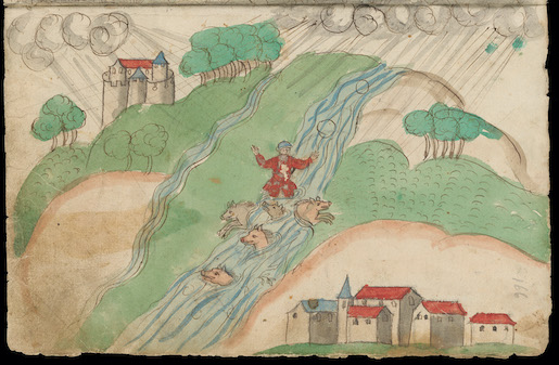 ZB Zürich, Ms F 21, S. 166: Unwetter in Baden 1572