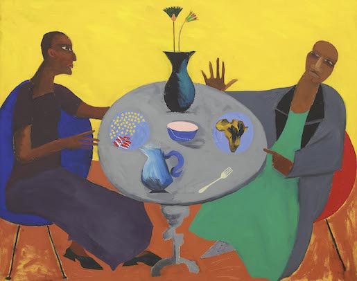 Five, 1991Acrylique sur toile, 122 × 152,5 cmLeeds Museums and Galleries (Leeds Art Gallery).Prêt de la collection de Griselda Pollock © Lubaina HimidPhoto : Courtoisie de Griselda Pollock et l’artiste/Bridgeman Images