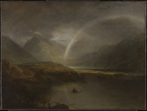 William Turner (1775-1851). Le Lac de Buttermere avec une partie du lac Crummock Water, Cumberland, averse, exposée en 1798. Huile sur toile. Dim. 109.2 x 140 cm. Acceptée par la Nation comme part du legs Turner en 1856 © Photo: Tate