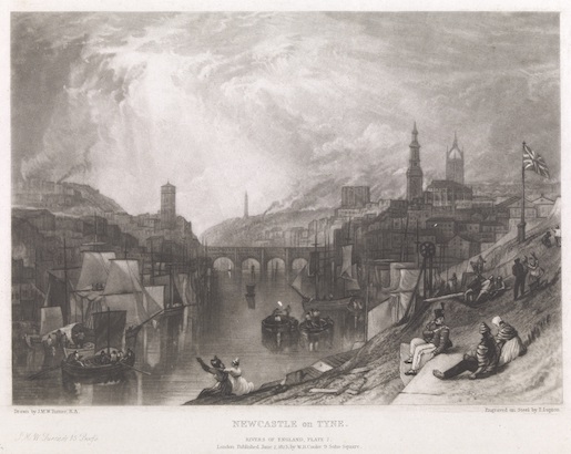 TURNER - Newcastle-upon-Tyne, gravée par Thomas Lupton , 1823 manière noire sur papier Dim. 34.5 × 51.5  Achat 1986 © Photo : Tate