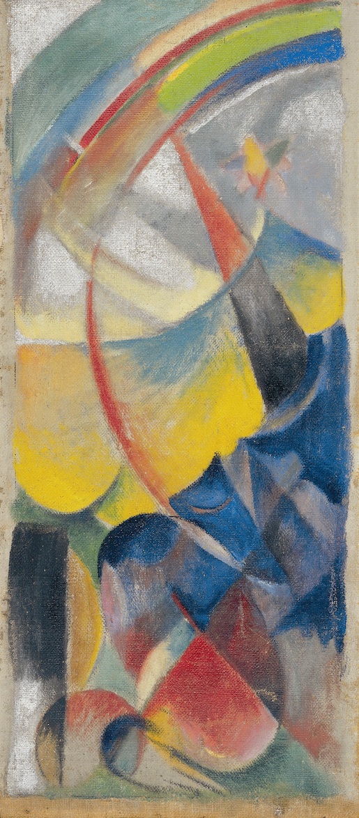 Franz Marc, Landschaft mit Regenbogen, 1913, Öl auf Rupfen, 116 x 50 cm - Kunsthaus Zug, Stiftung Sammlung Kamm