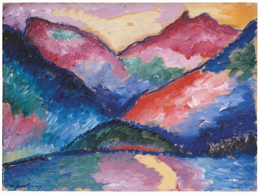 Alexej von Jawlensky, L’Oytal nei pressi di Oberstdorf, ca. 1912. Olio su cartone. Hamburger Kunsthalle, acquistato nel 1949 © Hamburger Kunsthalle / bpk. Foto: Elke Walford