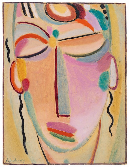 Alexej von Jawlensky, Testa Mistica: Meditazione 1918. Olio su cartone. Städtische Galerie im Lenbachhaus und Kunstbau München, Bernhard und Elly Koehler Stiftung 1965