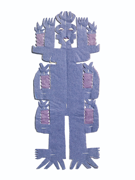 Dieser Scherenschnitt verkörpert das Geistwesen in blauem Mais. Durch das Aufklappen entfaltet sich seine Kraft, welche für gute Ernte bei den Otomi in Mexiko sorgt.