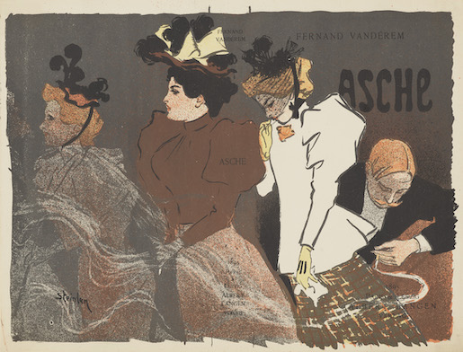Théophile-Alexandre Steinlen, Couverture pour Fernand Vandérem, Asche, 1895. Lithographie en couleurs sur papier, 20 × 26,5 cm - MCBA. Donation Paul et Tina Stohler, 2021 - Photo: MCBA