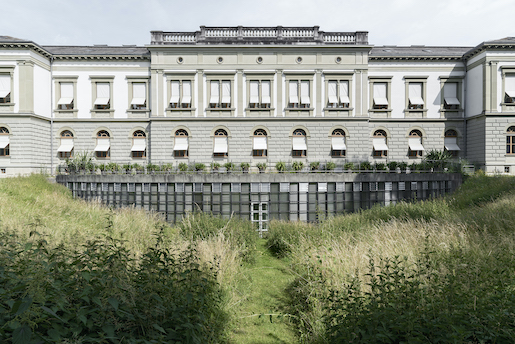 Erweiterung Kunstmuseum St.Gallen. 1987 (Altbau: 1877). Marcel Ferrier, Park: Dieter Kienast - Foto: © Noah Santer, Schweizer Heimatschutz