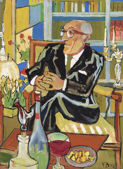 Bild: Friedrich Dürrenmatt, Porträt eines Psychiaters (Dr. Otto Riggenbach), 1962, Gouache auf Karton, 73 × 54 cm, Sammlung Centre Dürrenmatt Neuchâtel © CDN / Schweizerische Eidgenossenschaft