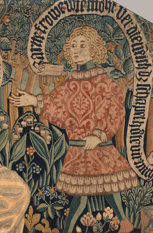 Ausschnitt aus einer Minneszene, Strassburg 1500–1510, Wollwirkerei, Inv. Nr. 2396