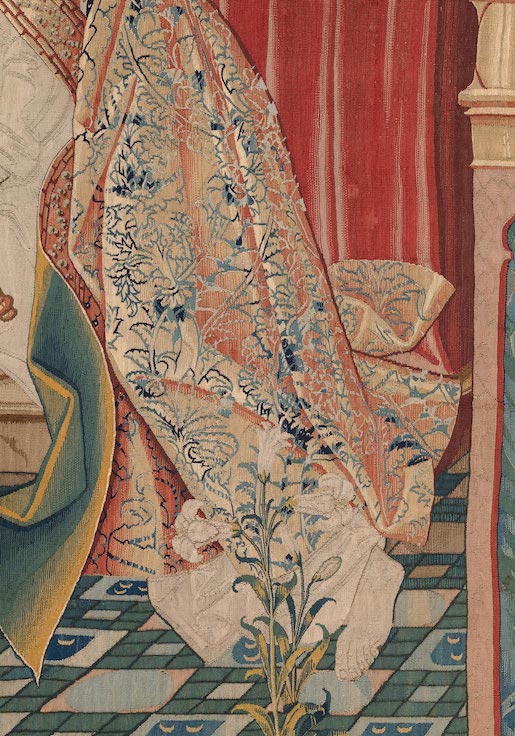Draperie (Detail einer Tapisserie), Touraine, um 1500, Wirkerei mit Woll- und Seidenfäden, Inv. Nr. 1545