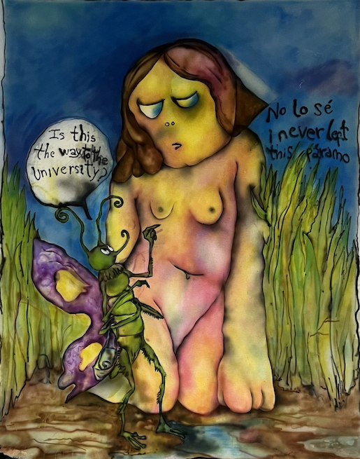 Bild: Constanza Giuliani, Poemas talismán, 2021, Acryl und Airbrush auf Leinwand, 150 × 98 cm, Courtesy of the artist and Piedras Gallery, Buenos Aires