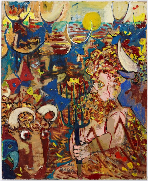 Friedrich Dürrenmatt, Herkules und der Stall des Augias, 1963, Gouache auf Karton, 54.5 × 44.5 cm, Privatsammlung © Centre Dürrenmatt Neuchâtel / Schweizerische Eidgenossenschaft