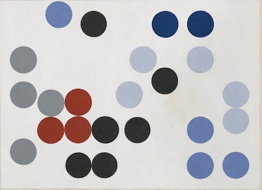 Sophie Taeuber-Arp, Cercles mouvementés, 1934, Gouache und Bleistift auf Papier, 26 x 35 cm / 43 × 51.5 × 2.5 cm - Fondazione Marguerite Arp, Locarno, Foto: Fondazione Marguerite Arp, Locarno