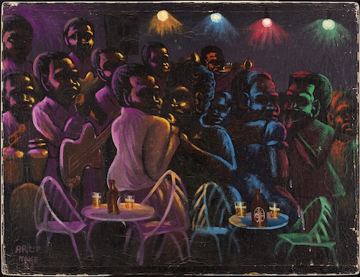 Kin oyé ou Couloir Madiokoko à Matonge von Moké, 1983, Oil on canvas, 67 x 87 cm, Objekt-ID: 76883 - Creditline: André Magnin Collection, Courtesy of MAGNIN-A Gallery, Paris