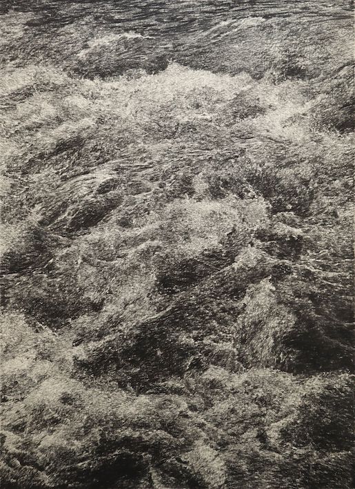 Image: © Ignazio Ruiz, Titre inconnu [Eau], non daté, fusain sur papier