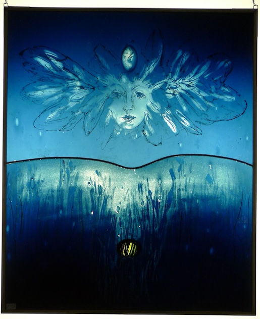 Ada Isensee, Schwebender Kopf über Landschaft, 1989. © Ada Isensee, photo: Karl-Heinz Lampmann.