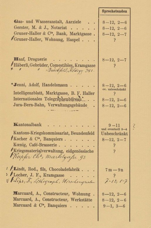 Berner Telefonbuch von 1881. © PTT Archiv