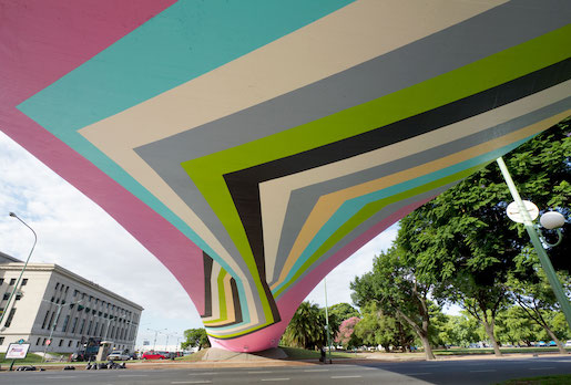 Lang/Baumann. Beautiful Bridge #1, 2011, Dispersionsfarbe 68 × 10 m - Ausstellung: Of Bridges & Borders, Puente Figueroa Alcorta, Recoleta, Buenos Aires AR - Foto: L/B