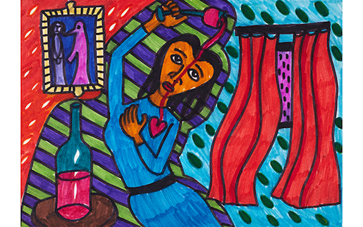 Zeichnung von © Adelheid Duvanel vom 28. September 1985; Illustration zur Erzählung 