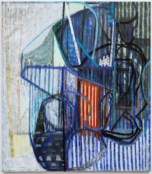 Amy Sillman, Harpie, 2023–2024, Acryl und Öl auf Leinen, 190,5 × 167,6 cm - Foto: David Regen, Privatsammlung, Courtesy of the artist