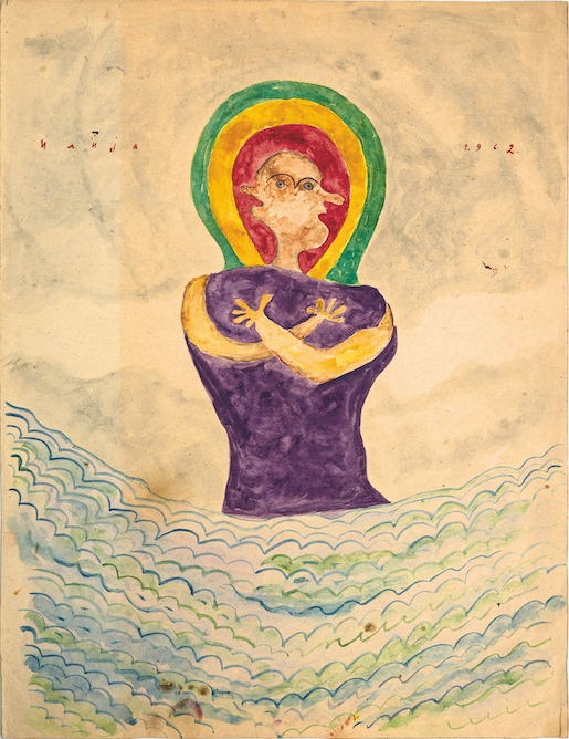 Ilija Bašičević, 1962, Jesus on the River Jordan, gouache cardboard, 55x42 cm Courtesy Ilija & Mangelos Foundation