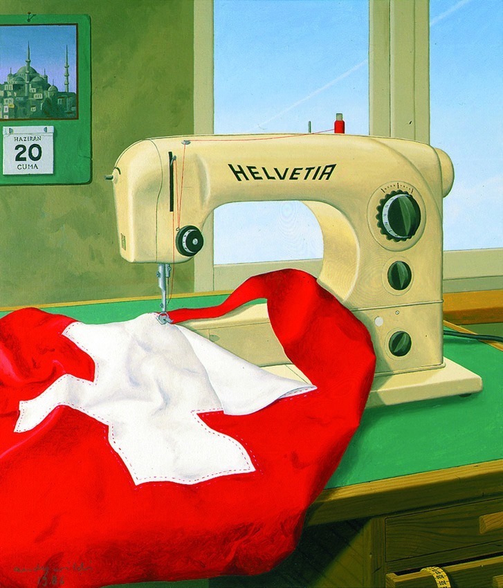 © Andy Wildi,Helvetia, 1986, Oel auf Leinwand, 70 x 60 cm.