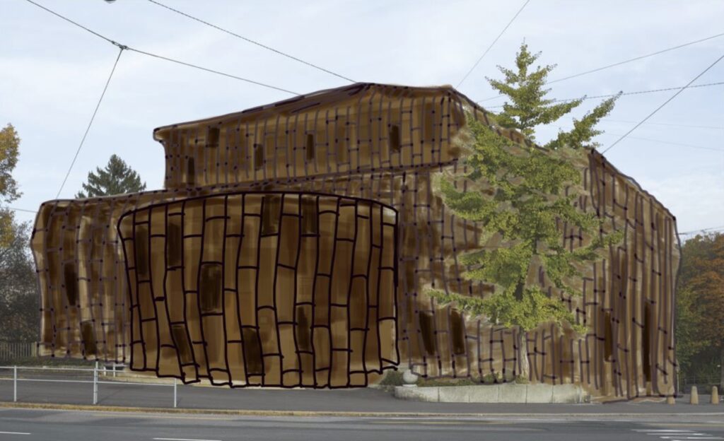 Bild: Ibrahim Mahama, Projektskizze für die Kunsthalle Bern/project sketch for Kunsthalle Bern, 2025. © Ibrahim Mahama