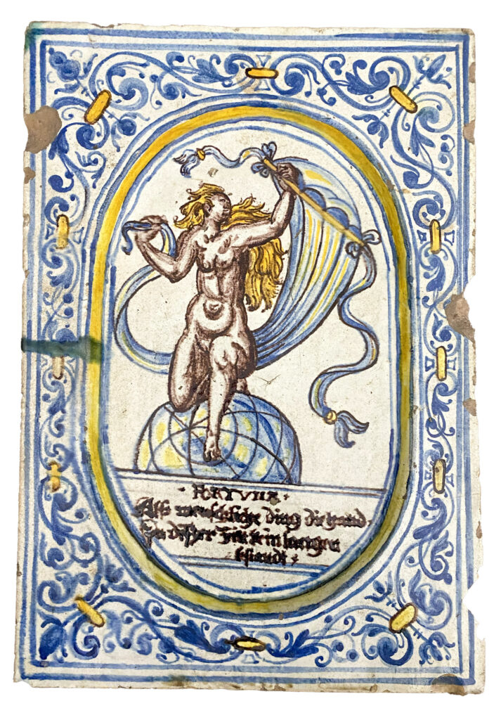Kulturmuseum St.Gallen Ofenkachel mit Fortuna_17Jahrhundert