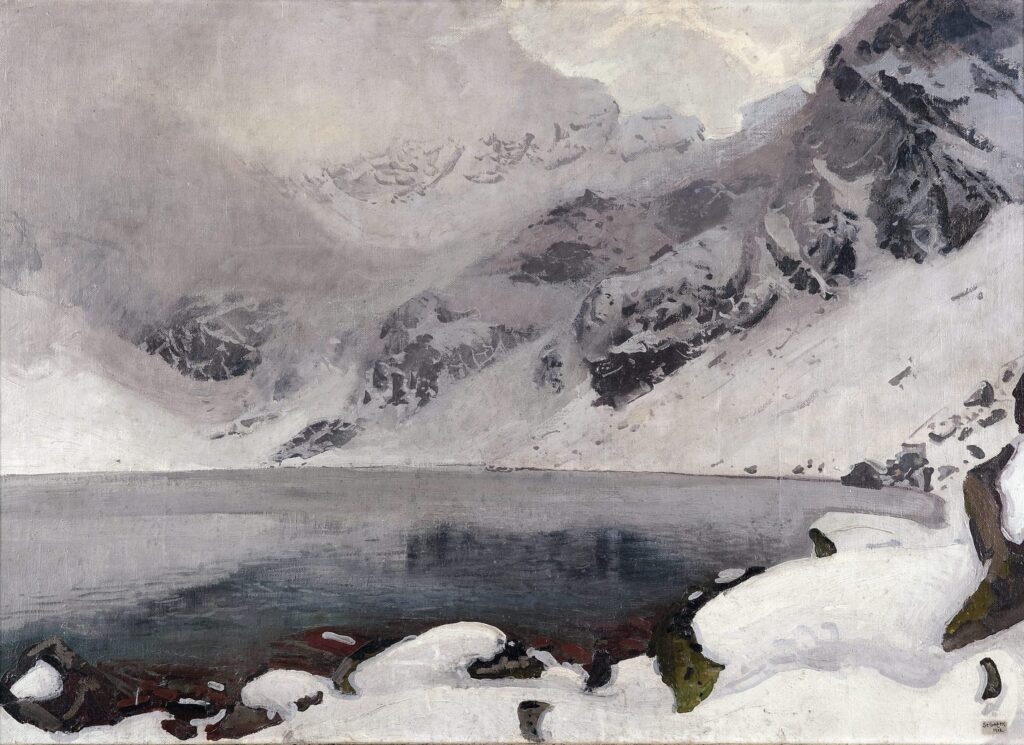 Stanisław Gałek Journée d’hiver humide dans les Tatras, 1912 Huile sur toile, 82 × 115 cm En dépôt au musée national de Varsovie