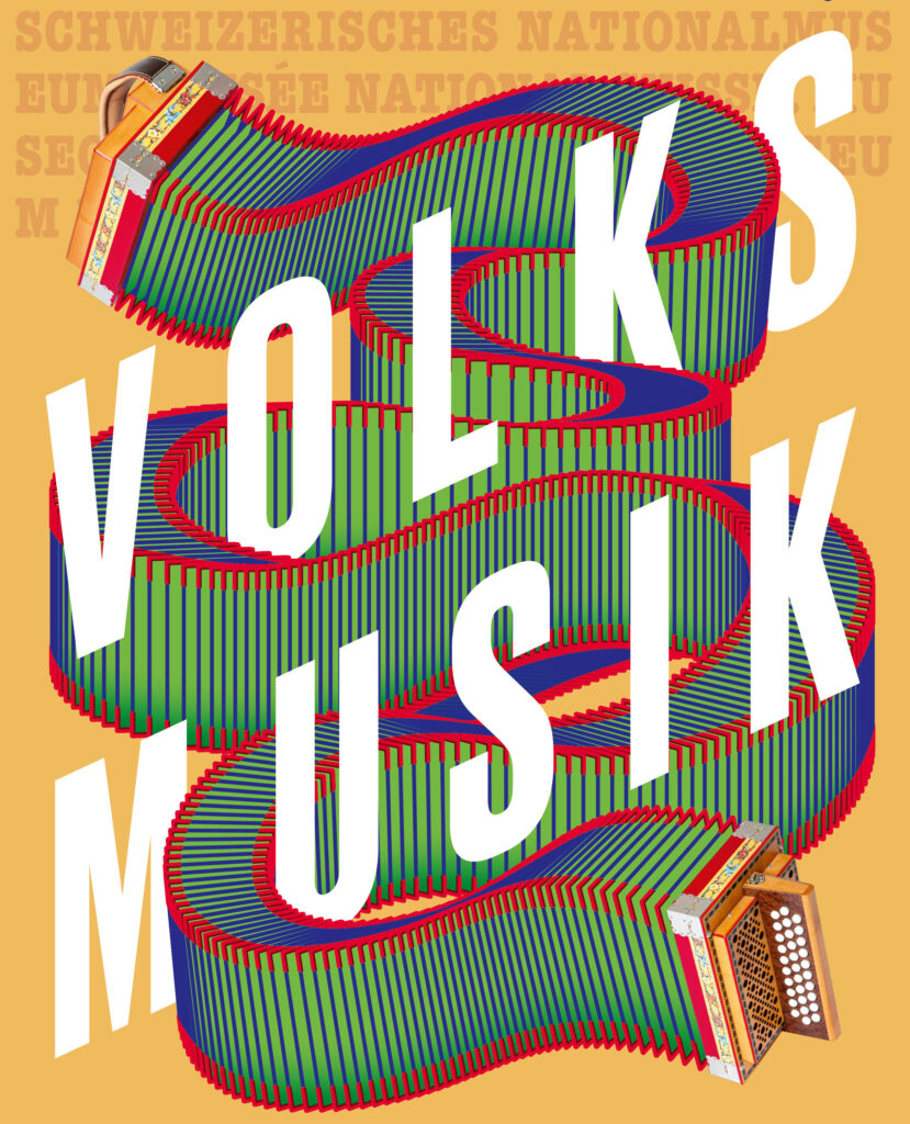 Key visual der Ausstellung «Volksmusik», Grafik Büro Nord GmbH Schweizerisches Nationalmuseum