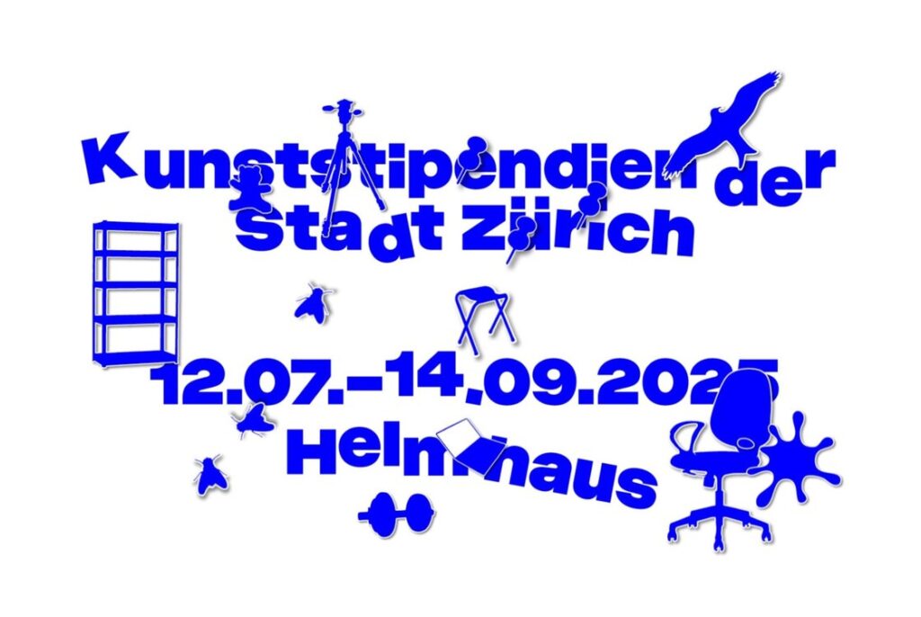 Ausstellungsplakat: Kunststipendien der Stadt Zürich 2025 (Gestaltung: HOMI – Christian Hofer & Lea Michel)