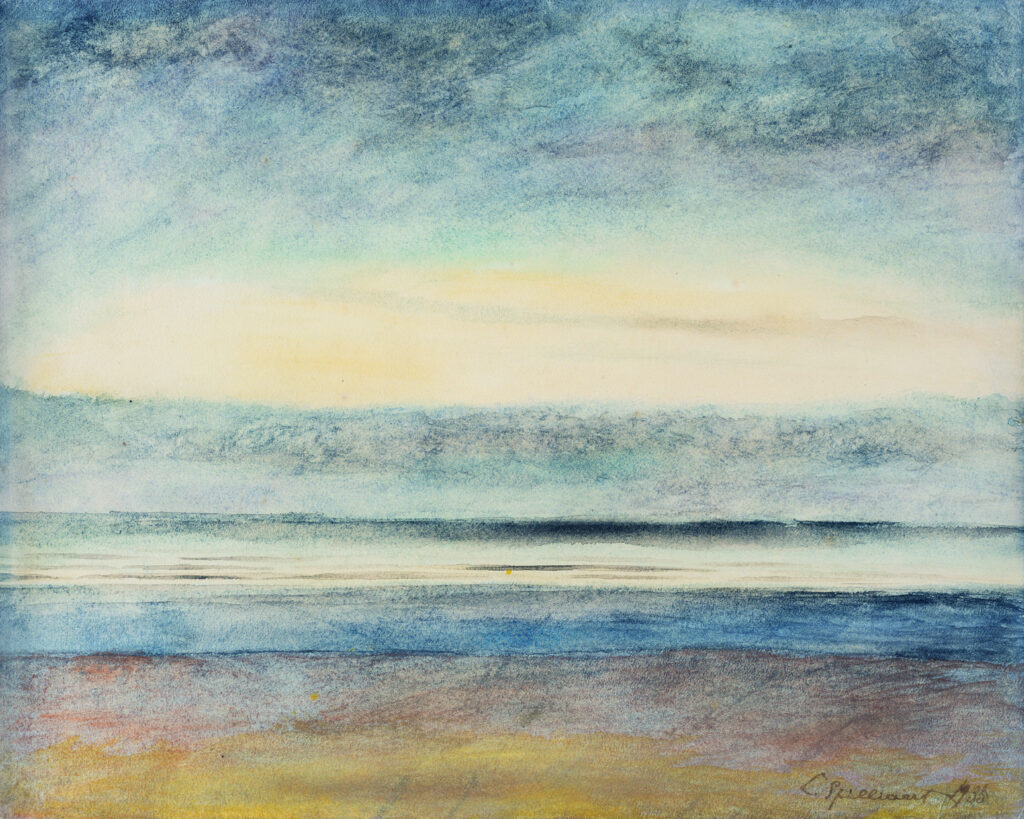 Léon Spilliaert (Ostende 1881-1946 Bruxelles), Marine, 1935, aquarelle et crayon de couleur sur papier, 33 x 41 cm - Crédit photographique : Julien Gremaud / imei-co