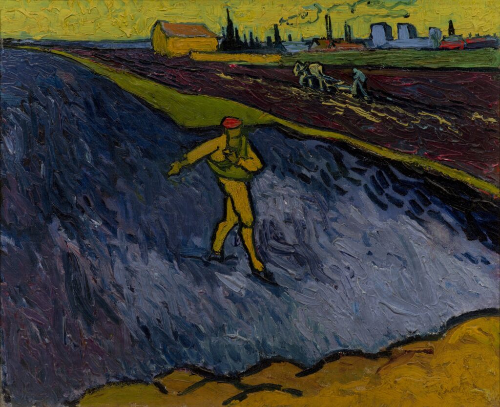 Vincent Van Gogh Le Semeur The Sower vers 1888 huile sur toile 33.7 x 40.6 60.3 x 67.3 x 10.2 Armand Hammer Collection, Don de la Fondation Armand Hammer. Hammer Museum, Los Angeles