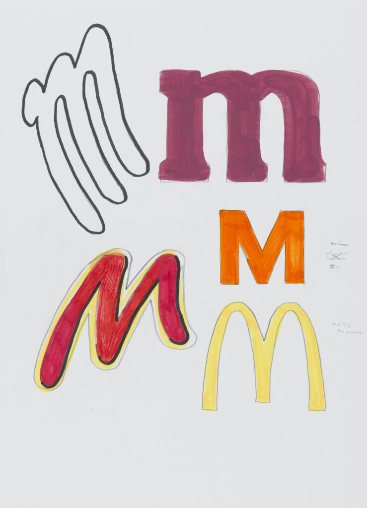 Sereina Steinemann, Ohne Titel (m m M M M), 2024, Acrylstift auf Zeichenpapier, 33 × 24 cm, Courtesy of the artist