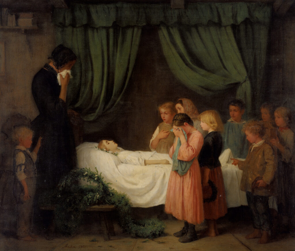 Albert Anker Die kleine Freundin, 1862 Öl auf Leinwand 79 × 94 cm Kunstmuseum Bern, Staat Bern