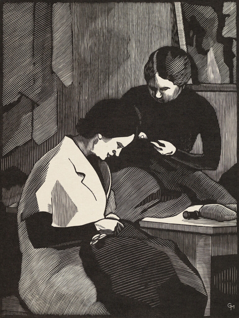 Marc Gonthier, Les couturières, 1950 - Photo : Bibliothèque nationale suisse, cabinet des estampes, Berne