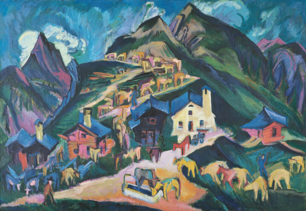 Bild: Ernst Ludwig Kirchner, Alpaufzug, 1918/1919, Öl auf Leinwand, 139 x 199 cm, Kunstmuseum St. Gallen, erworben 1955 - © Kunstmuseum St.Gallen, Foto: Stefan Rohner