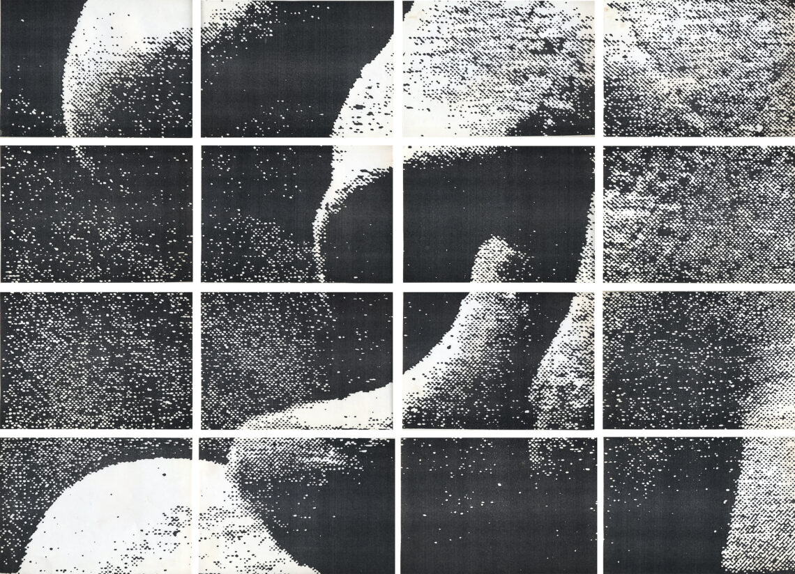 Hudinilson Jr., Zona de Tensão III–G, 1988; Fotokopie auf Papier; 16 Teile: je 20.5 x 29.5 cm / photocopie sur papier; 16 parts: chacune: 20.5 x 29.5 cm Sammlung Migros Museum für Gegenwartskunst