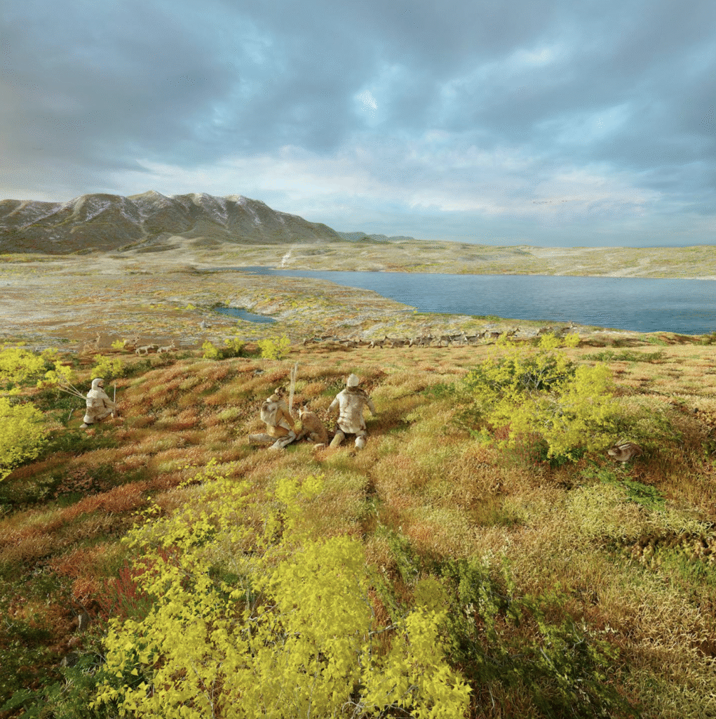 Bild: Rentierjagd in der jungpaläolithischen Kältetundra bei Moosseedorf um 14 000 v. Chr. - Foto: © ADB, Max Stöckli