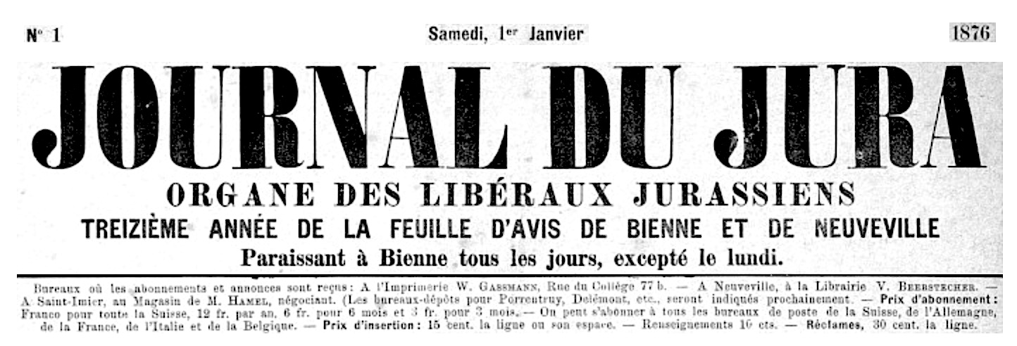 GASSMANN MEDIA BIEL BIENNE SE S PARE DU JOURNAL DU JURA ET DE RJB 