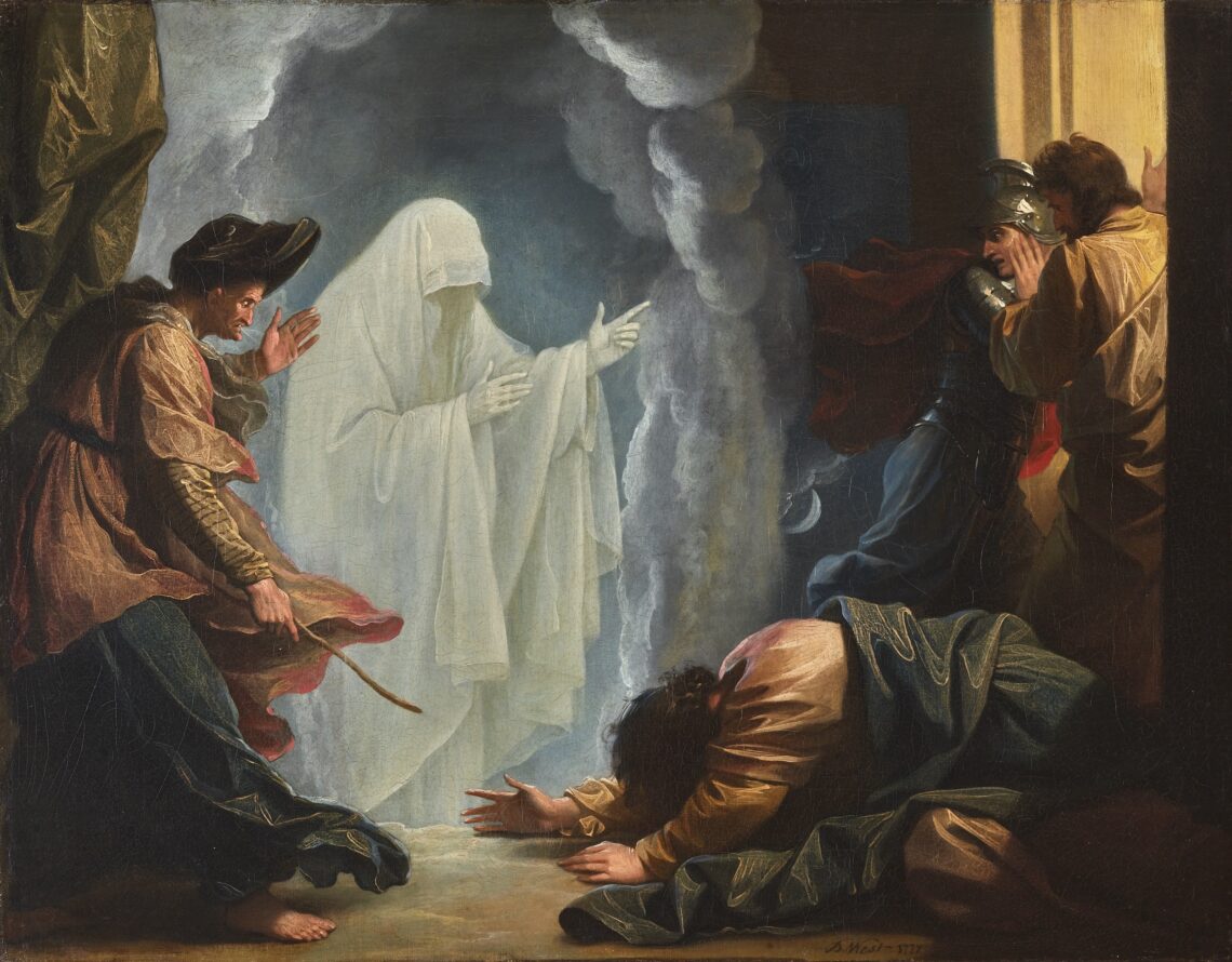 Titel: Saul and the Witch of Endor Künstler:in & Beteiligte: Benjamin West Entstehungszeit: 1777 Material / Technik: Öl auf Leinwand Masse: 50.5 x 65.1 cm Objekt-ID: 90835 Creditline: Wadsworth Atheneum Museum of Art, Hartford, CT. Bequest of Clara Hinton Gould