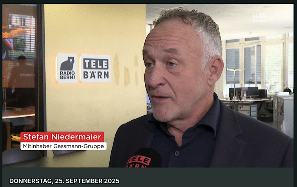 Stefan Niedermaier, Mitinhaber Gassmann-Gruppe, Screenshot © https///www.telebaern.tv/telebaern-news/telebaern-erhaelt-neue-besitzerin-161925907