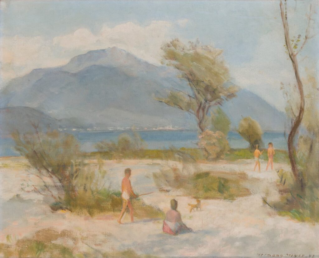 Hermann Meyer, Badende bei Locarno, 1942, 60 x 73 cm