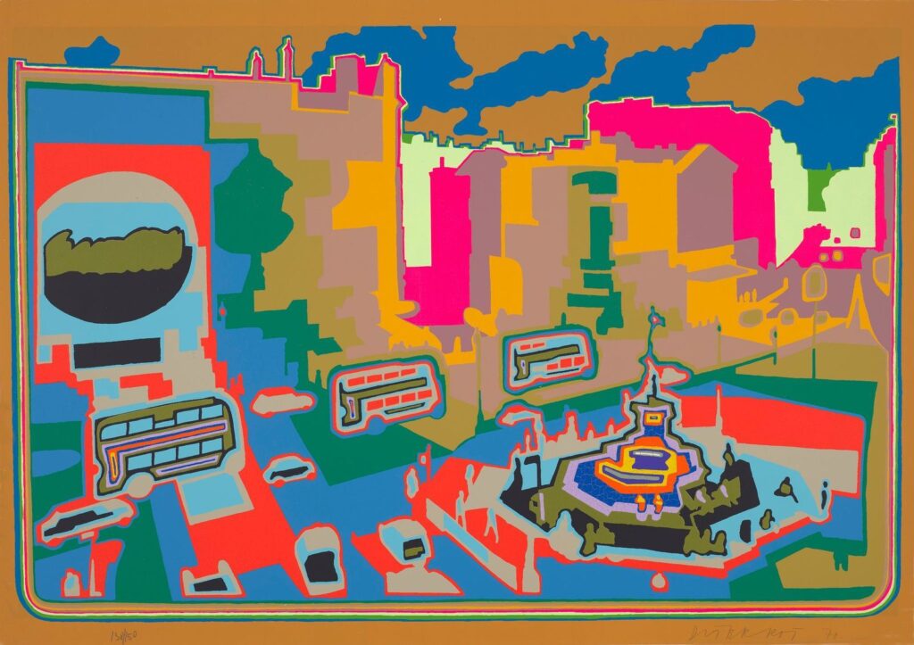 Dieter Roth, Blatt 5 aus: «6 Piccadillies», 1970Siebdruck über Rasterflachdruck in Farbe auf Karton, aufgezogen auf Holzpappe, 49,9 × 69,7 cmKunsthaus Zürich, 2003© Dieter Roth Estate / Courtesy Hauser & Wirth