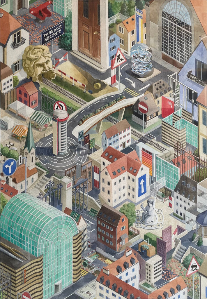 Rebecca Tinguely, Where to next, 2025, Aquarelle sur papier, 100 x 70 cm (c) Rebecca Tinguely